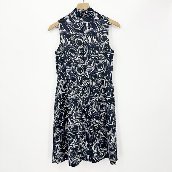 Ann Taylor Petites 6P Sleeveless Floral Print Mock Neck Sheath Dress Feminine - Picture 2 of 5